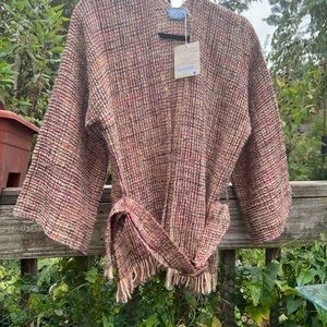 Denali Four Wool Camel Pink Belted Jacket Medium NWT